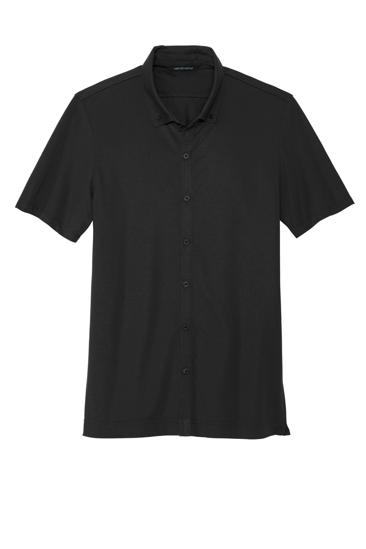 Mercer+Mettle Stretch Pique Full-Button Polo - Deep Black