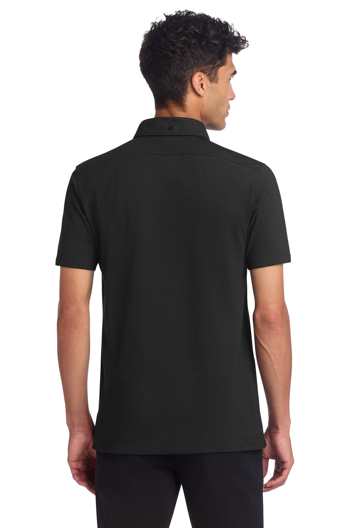 Mercer+Mettle Stretch Pique Full-Button Polo - Deep Black