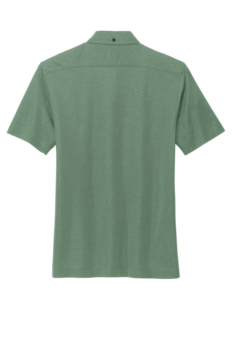 Mercer+Mettle Stretch Pique Full-Button Polo - Sage Heather