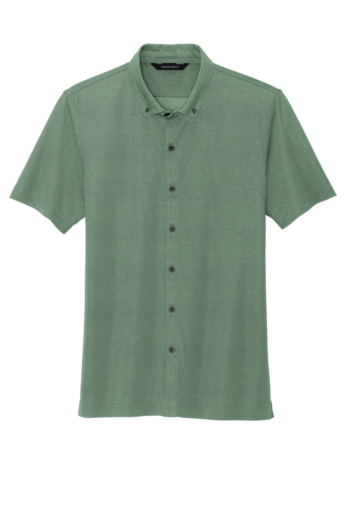 Mercer+Mettle Stretch Pique Full-Button Polo - Sage Heather