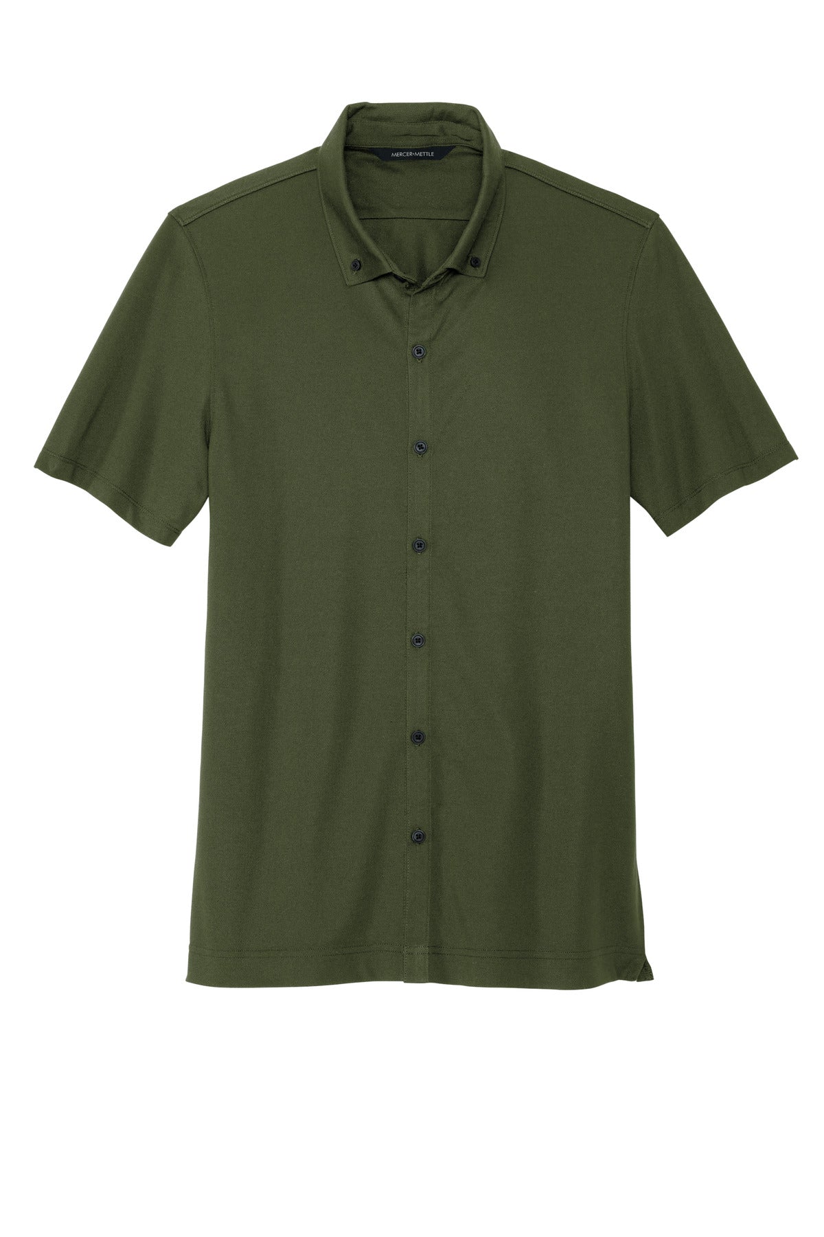 Mercer+Mettle Stretch Pique Full-Button Polo - Townsend Green