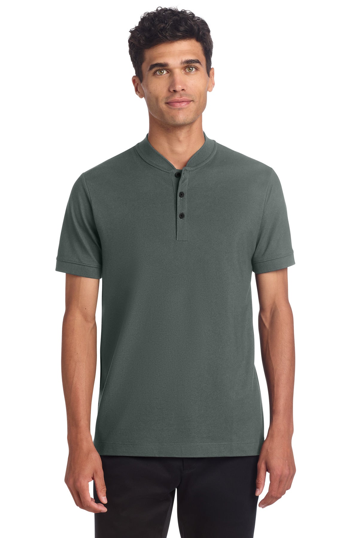 Mercer+Mettle Stretch Pique Henley - Anchor Grey