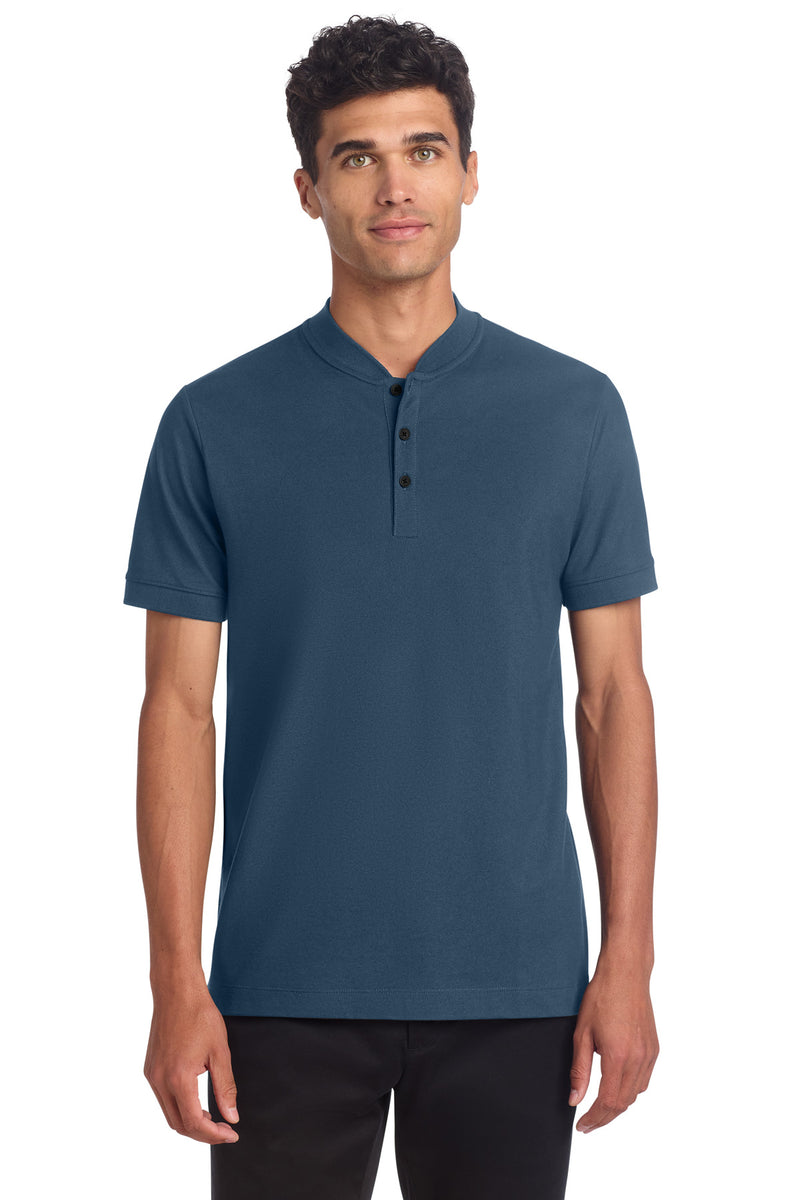 Mercer+Mettle Stretch Pique Henley - Insignia Blue