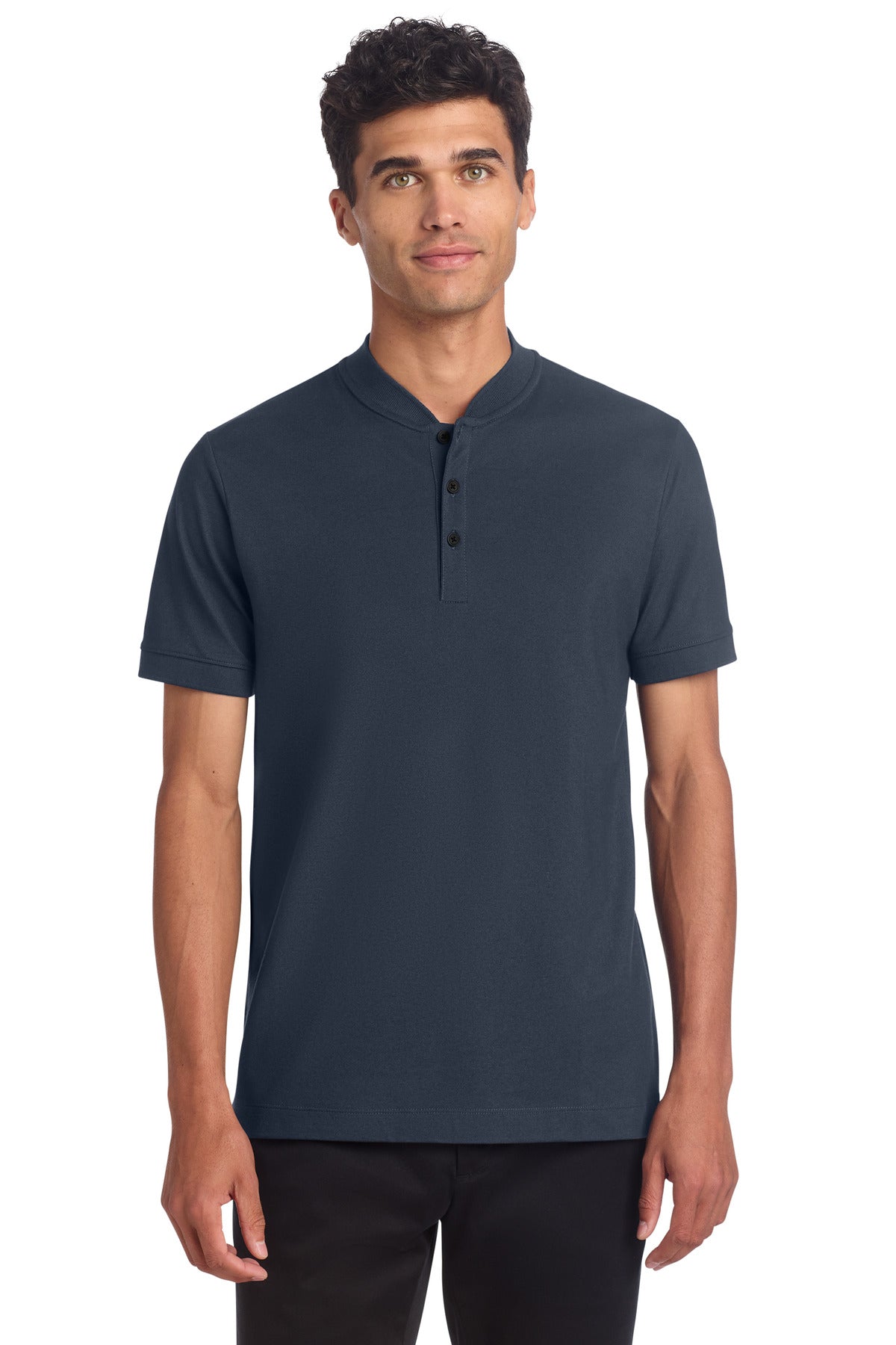 Mercer+Mettle Stretch Pique Henley - Night Navy