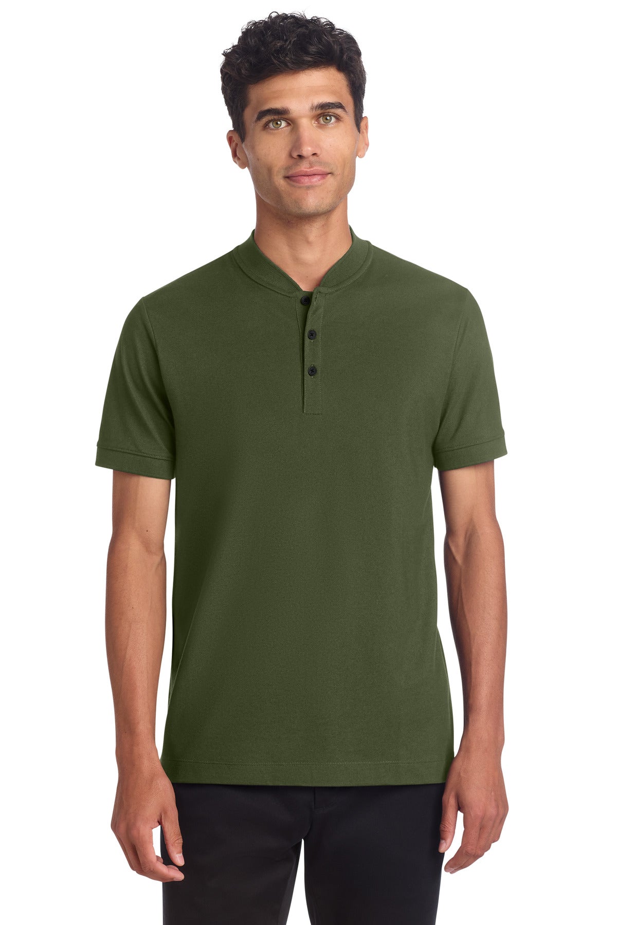 Mercer+Mettle Stretch Pique Henley - Townsend Green