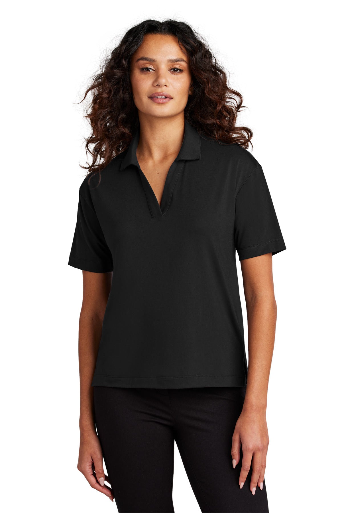 Mercer+Mettle Women's Stretch Jersey Polo - Deep Black