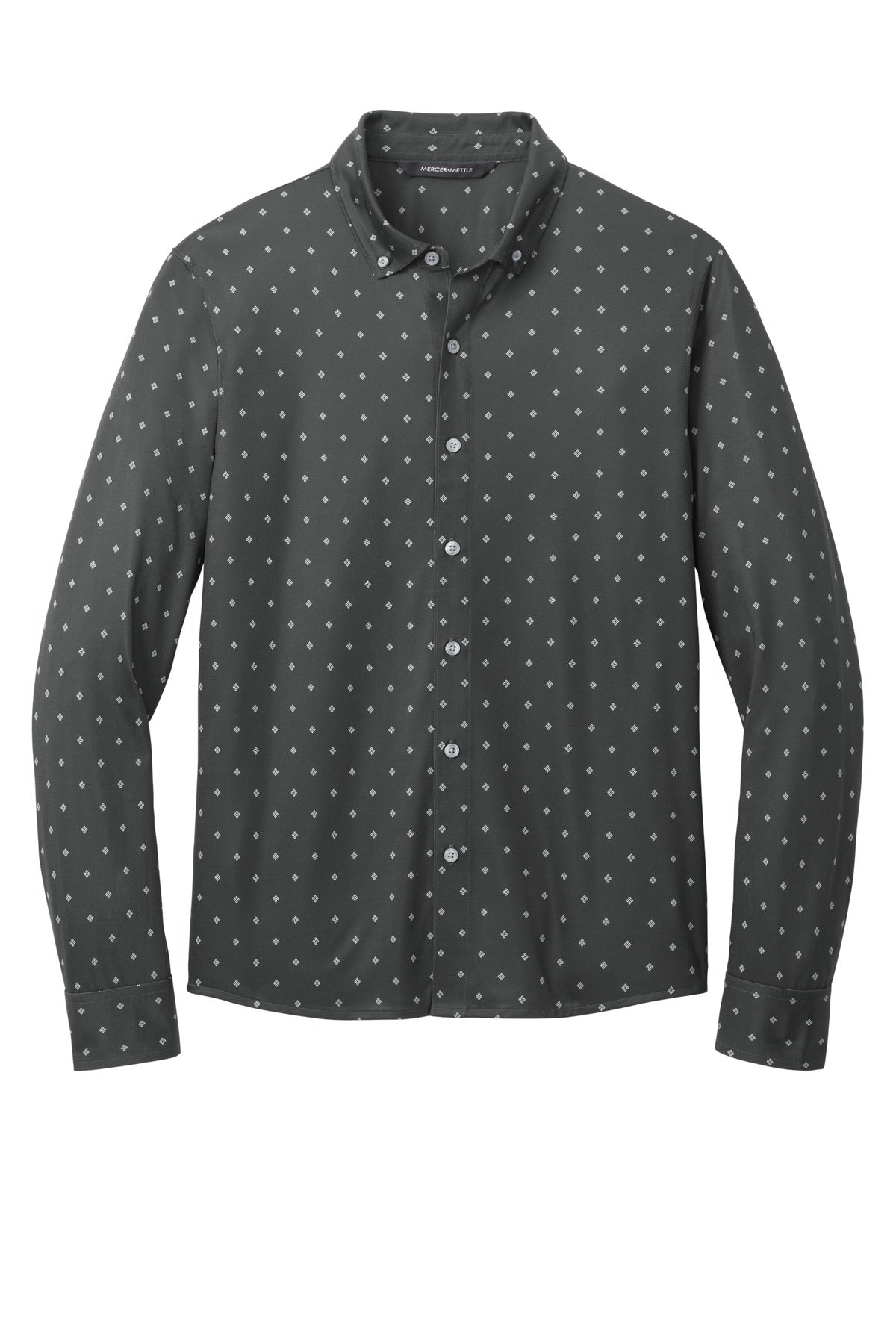 Mercer+Mettle Stretch Jersey Long Sleeve Shirt - Anchor Grey Geo Diamond