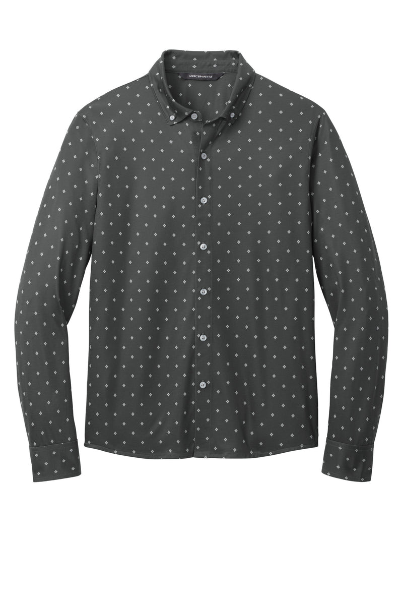 Mercer+Mettle Stretch Jersey Long Sleeve Shirt - Anchor Grey Geo Diamond