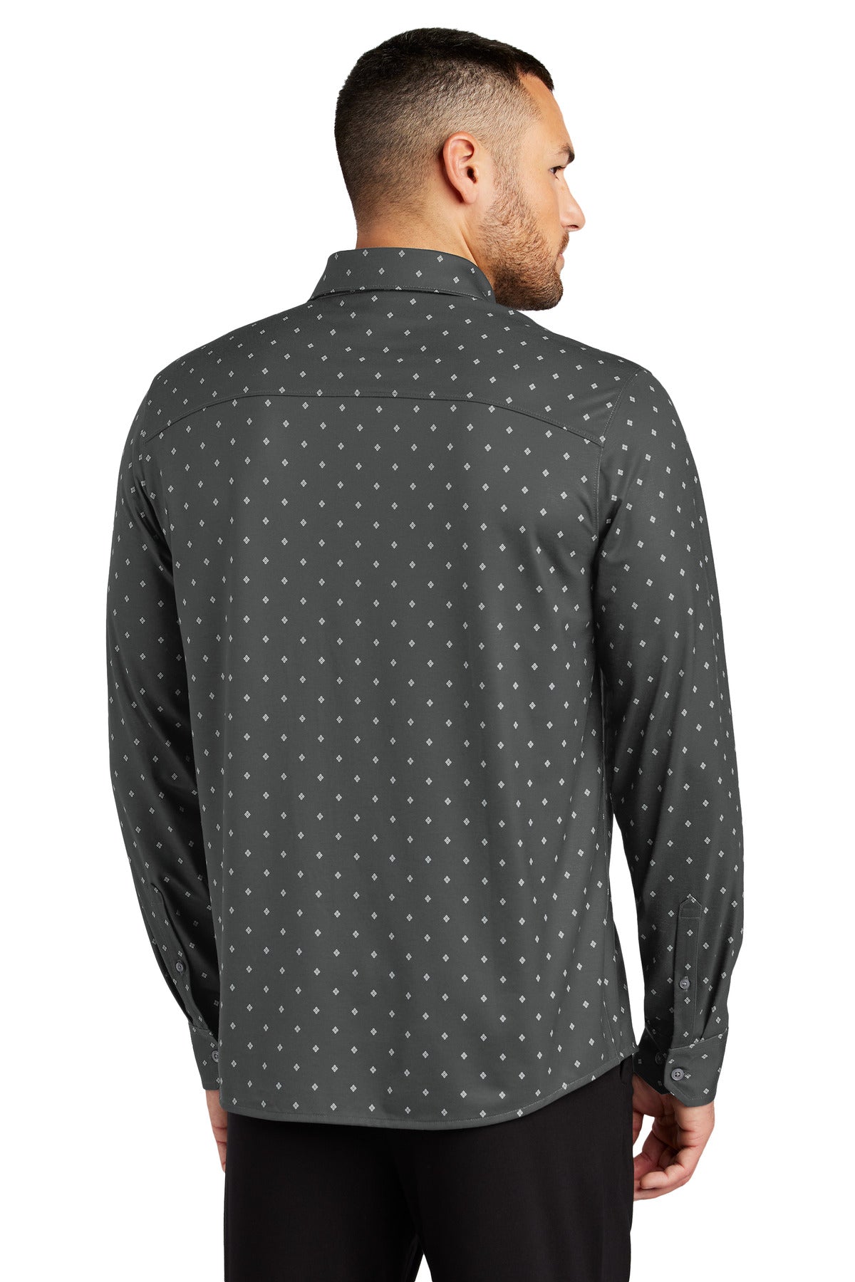 Mercer+Mettle Stretch Jersey Long Sleeve Shirt - Anchor Grey Geo Diamond