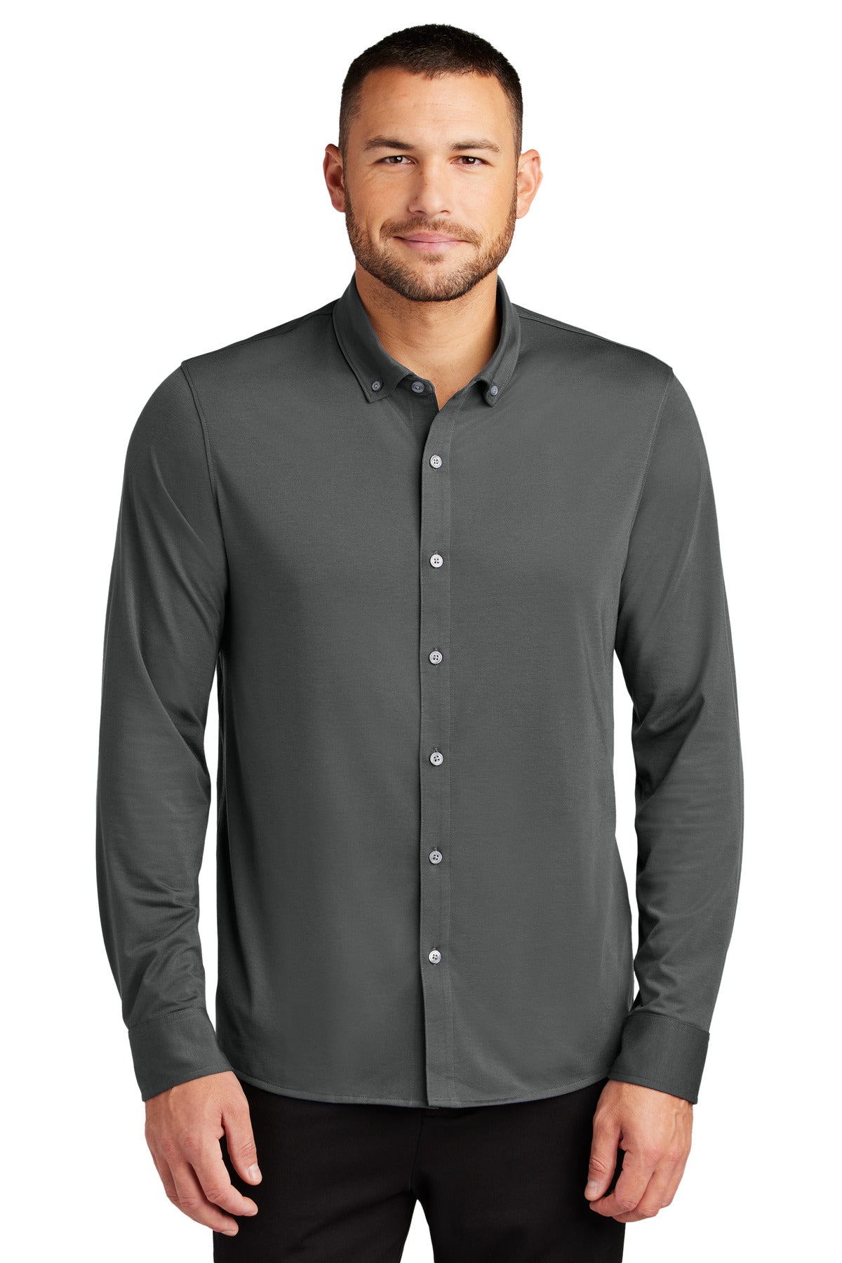 Mercer+Mettle Stretch Jersey Long Sleeve Shirt - Anchor Grey