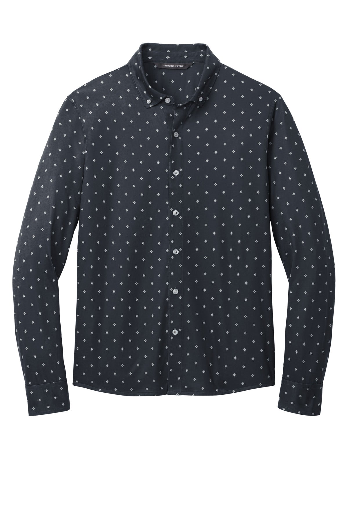 Mercer+Mettle Stretch Jersey Long Sleeve Shirt - Navy Geo Diamond
