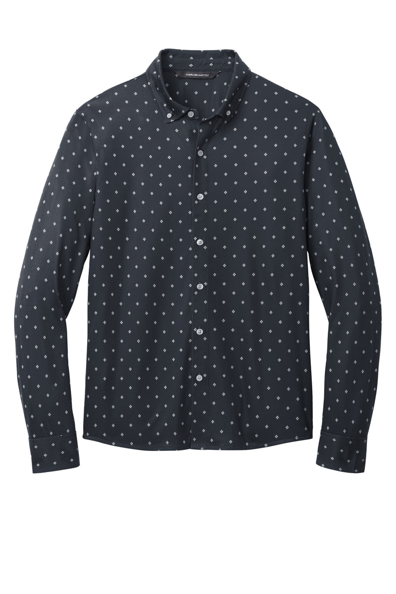 Mercer+Mettle Stretch Jersey Long Sleeve Shirt - Navy Geo Diamond