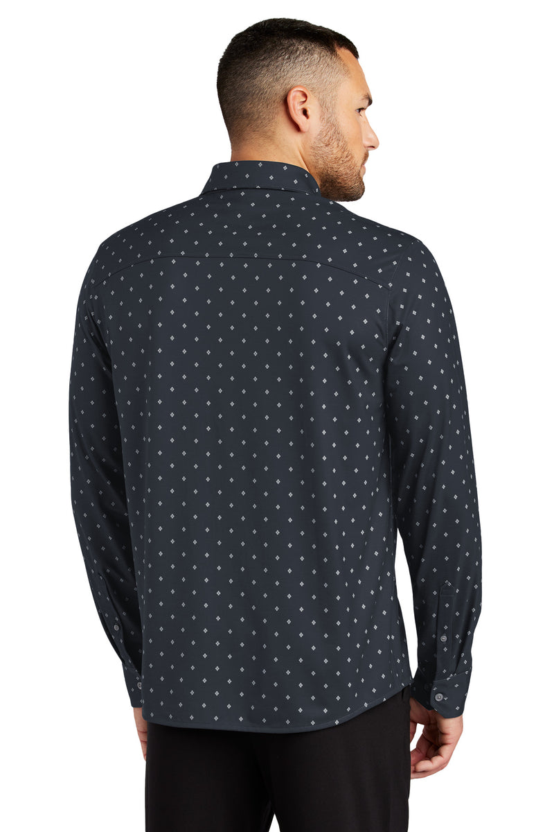 Mercer+Mettle Stretch Jersey Long Sleeve Shirt - Navy Geo Diamond