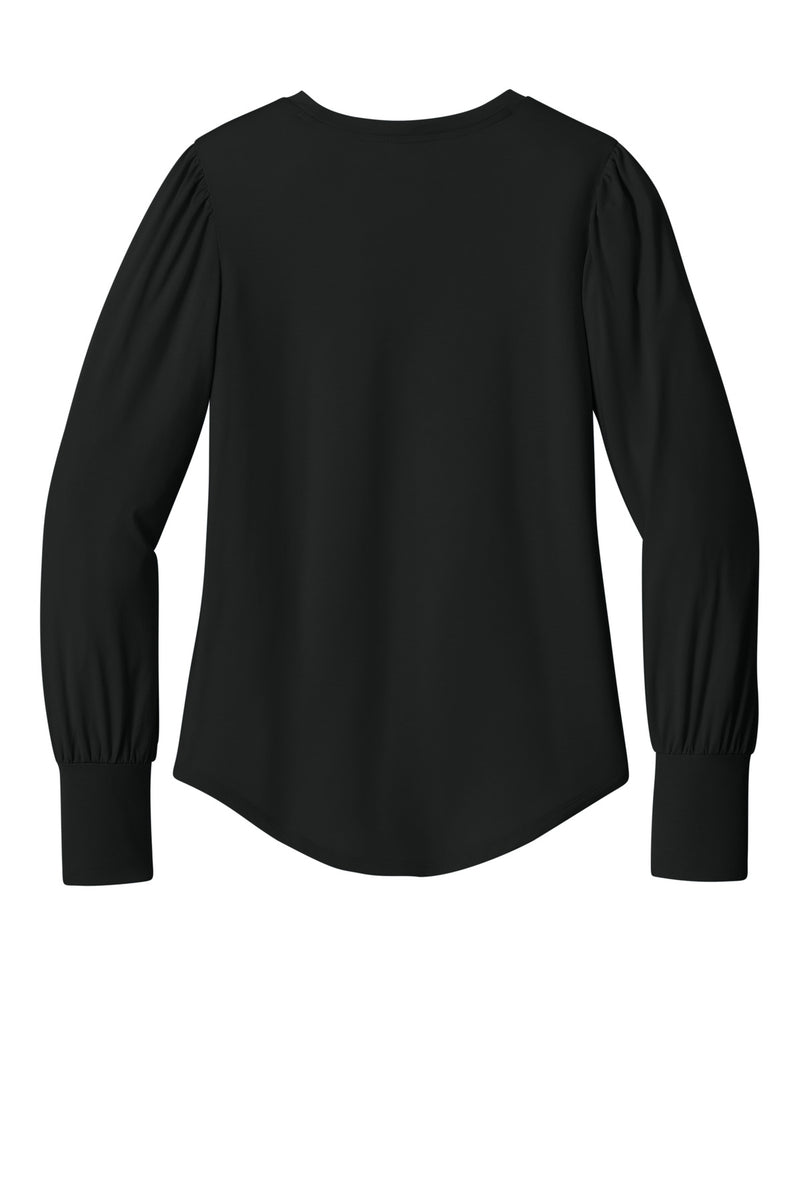 Mercer+Mettle Women's Stretch Jersey Long Sleeve Blouson Top - Deep Black