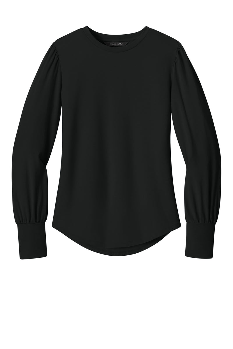 Mercer+Mettle Women's Stretch Jersey Long Sleeve Blouson Top - Deep Black
