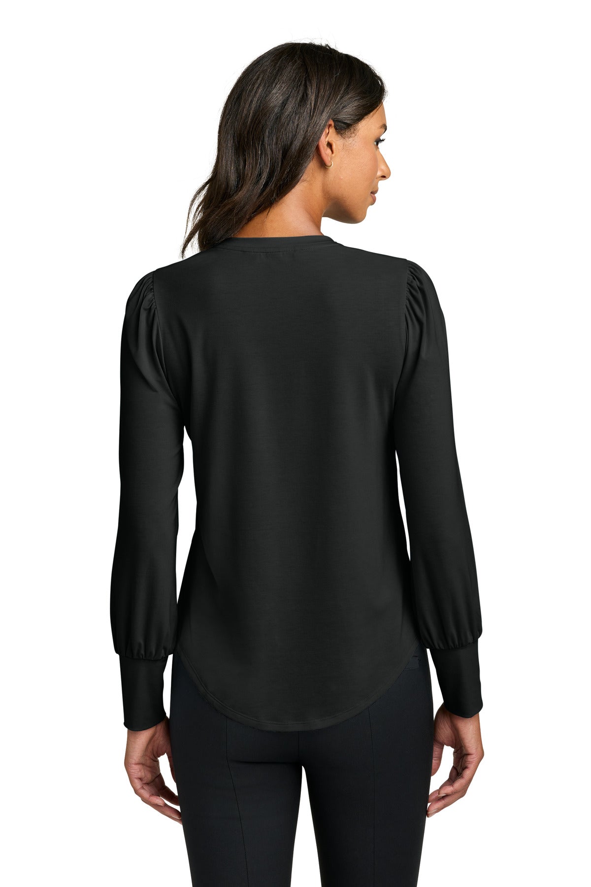 Mercer+Mettle Women's Stretch Jersey Long Sleeve Blouson Top - Deep Black