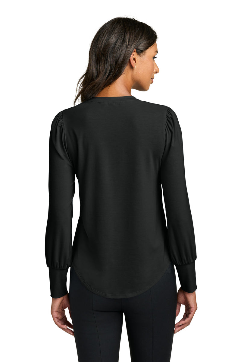 Mercer+Mettle Women's Stretch Jersey Long Sleeve Blouson Top - Deep Black