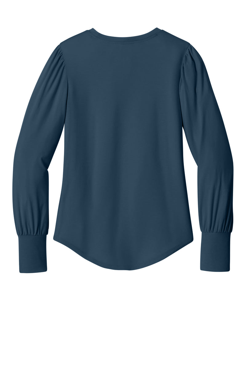 Mercer+Mettle Women's Stretch Jersey Long Sleeve Blouson Top - Insignia Blue