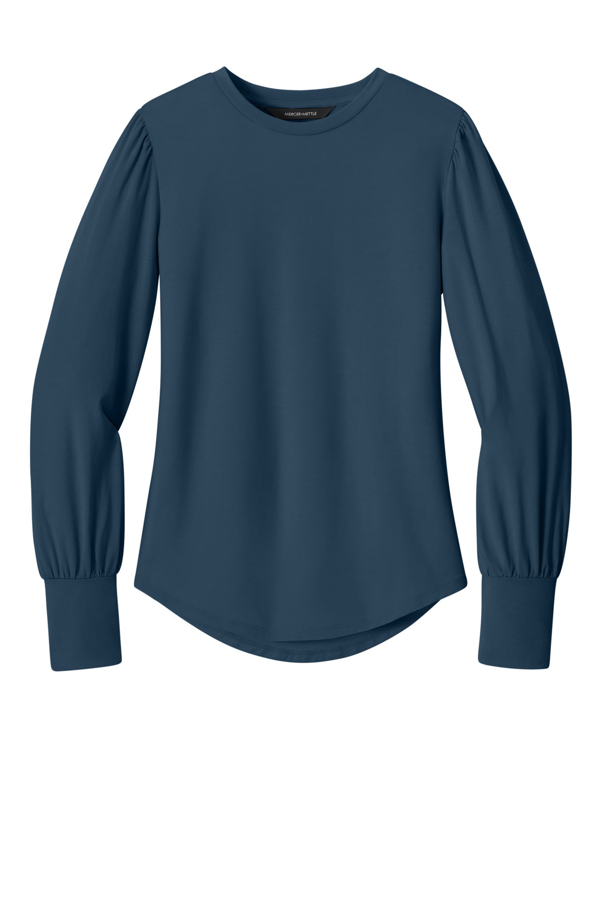 Mercer+Mettle Women's Stretch Jersey Long Sleeve Blouson Top - Insignia Blue