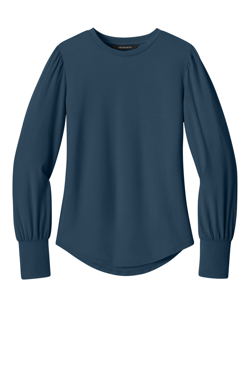 Mercer+Mettle Women's Stretch Jersey Long Sleeve Blouson Top - Insignia Blue