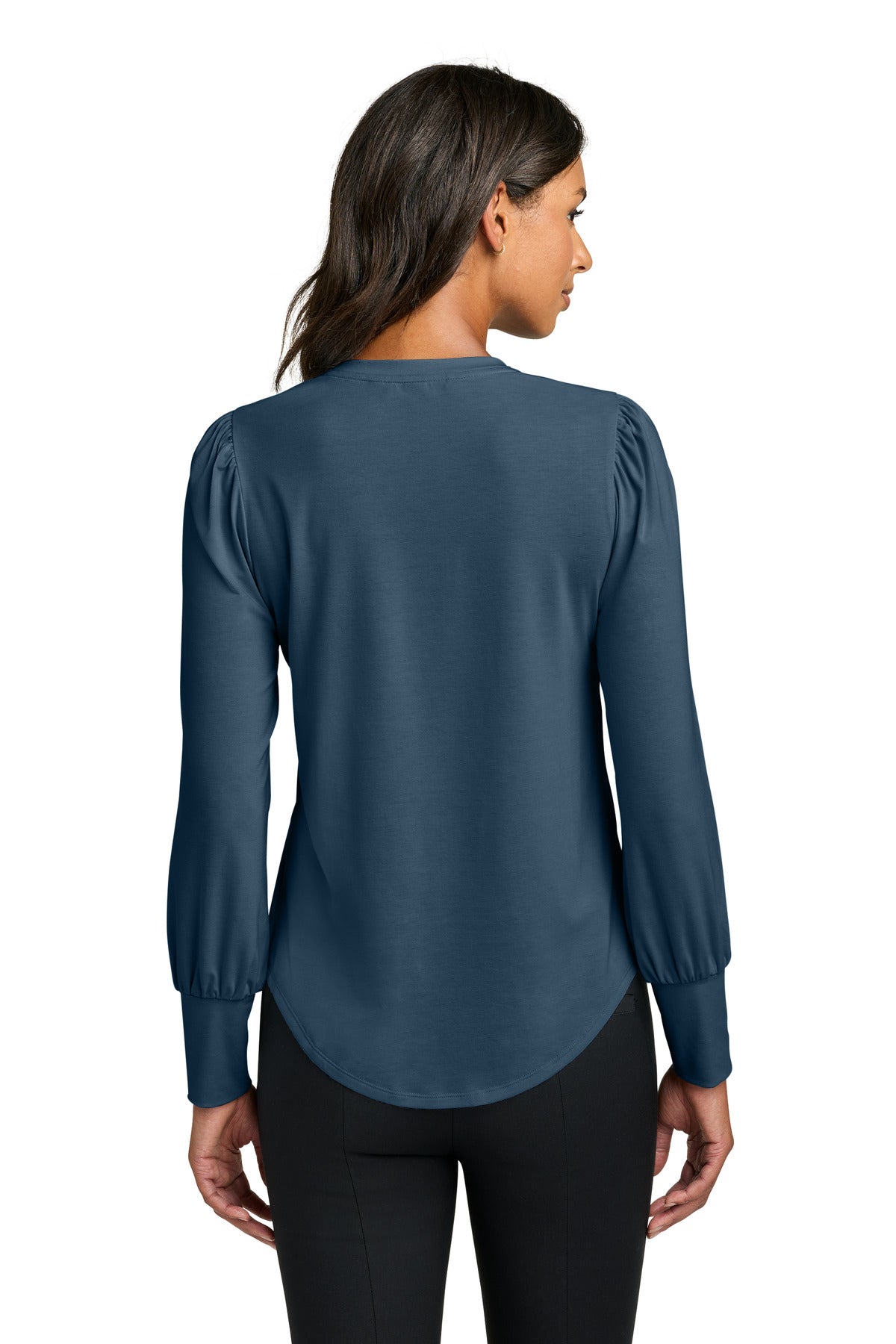 Mercer+Mettle Women's Stretch Jersey Long Sleeve Blouson Top - Insignia Blue
