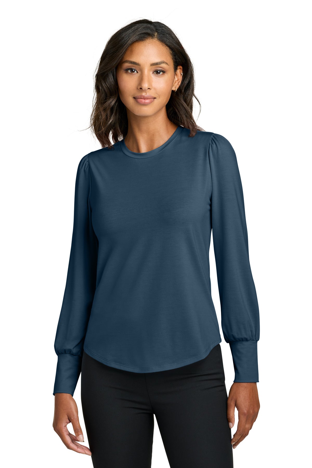 Mercer+Mettle Women's Stretch Jersey Long Sleeve Blouson Top - Insignia Blue