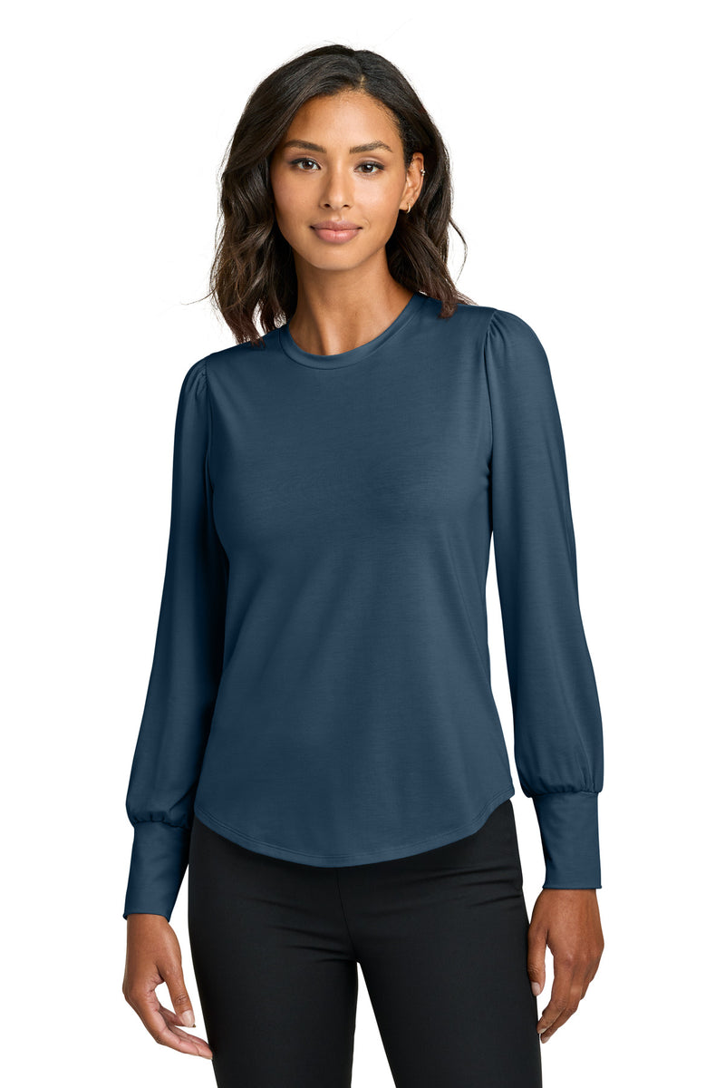 Mercer+Mettle Women's Stretch Jersey Long Sleeve Blouson Top - Insignia Blue