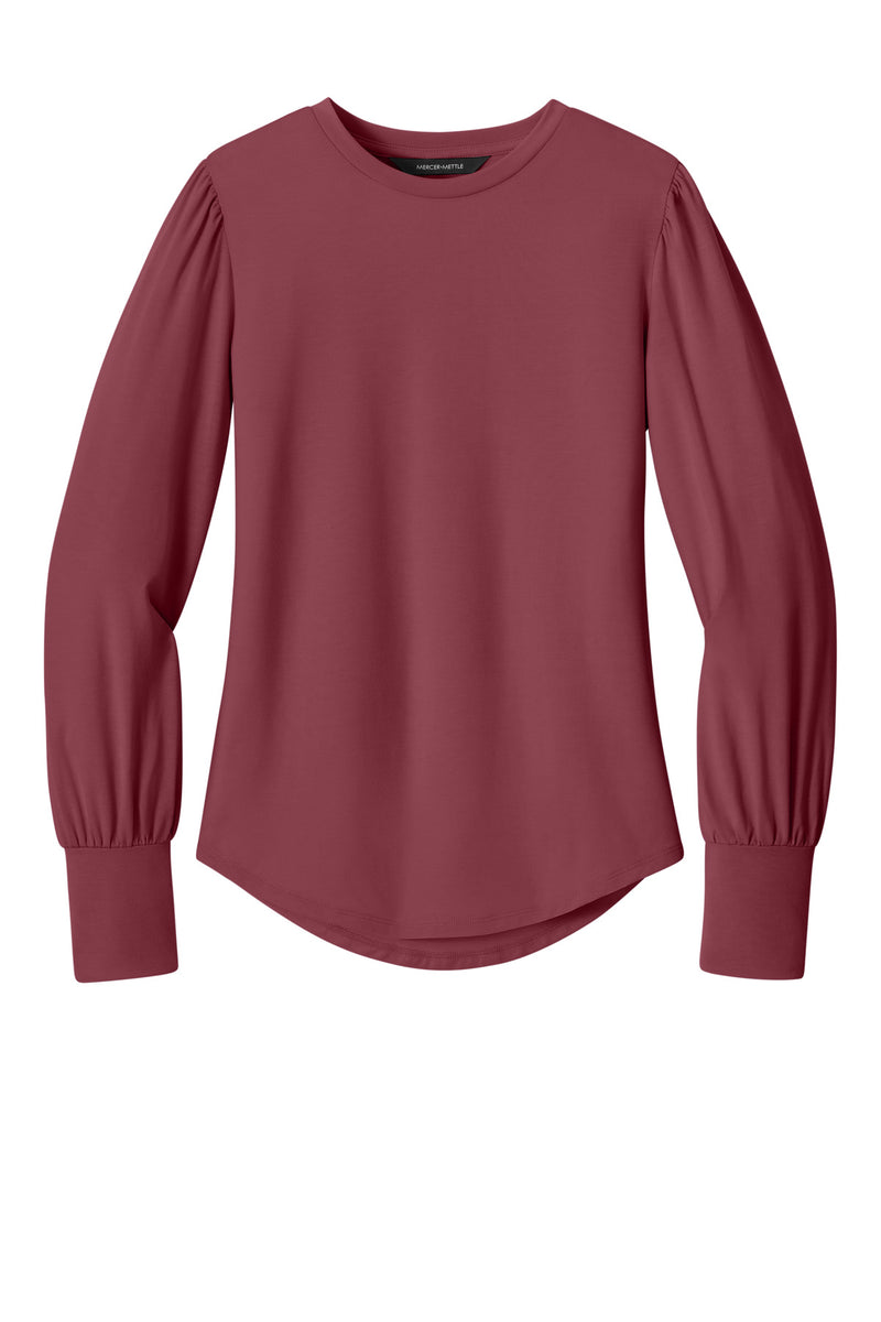 Mercer+Mettle Women's Stretch Jersey Long Sleeve Blouson Top - Rosewood