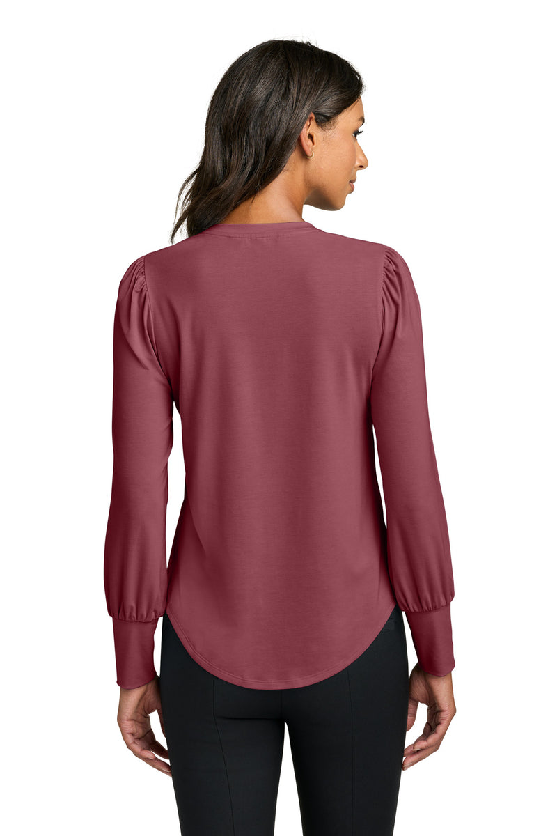 Mercer+Mettle Women's Stretch Jersey Long Sleeve Blouson Top - Rosewood