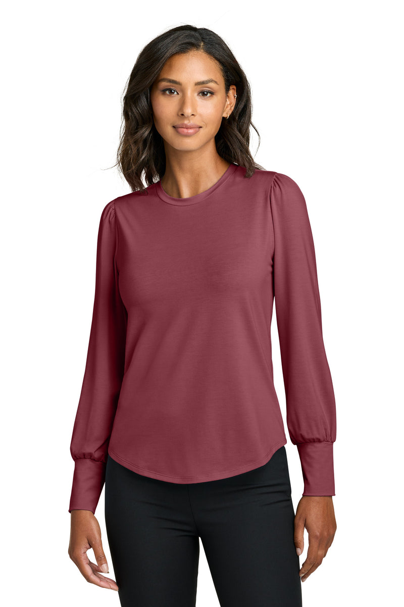 Mercer+Mettle Women's Stretch Jersey Long Sleeve Blouson Top - Rosewood