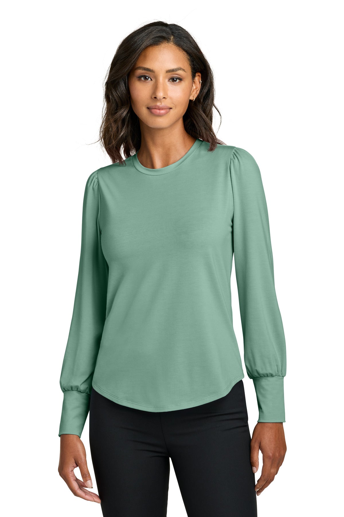 Mercer+Mettle Women's Stretch Jersey Long Sleeve Blouson Top - Sage