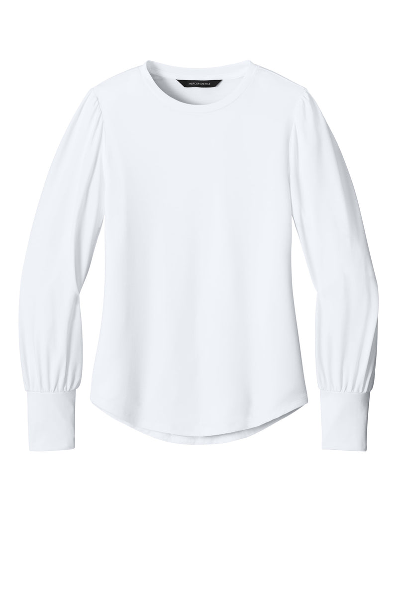 Mercer+Mettle Women's Stretch Jersey Long Sleeve Blouson Top - White