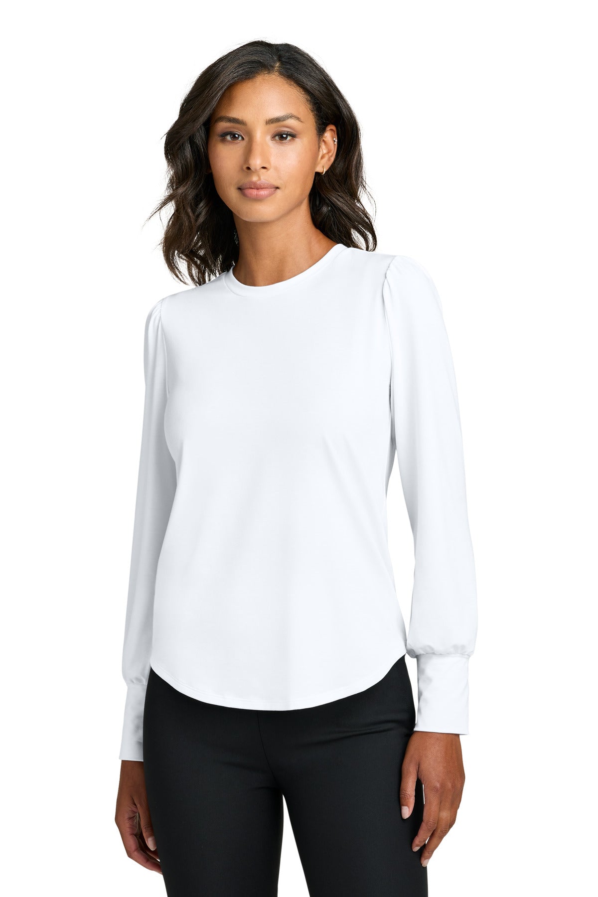 Mercer+Mettle Women's Stretch Jersey Long Sleeve Blouson Top - White