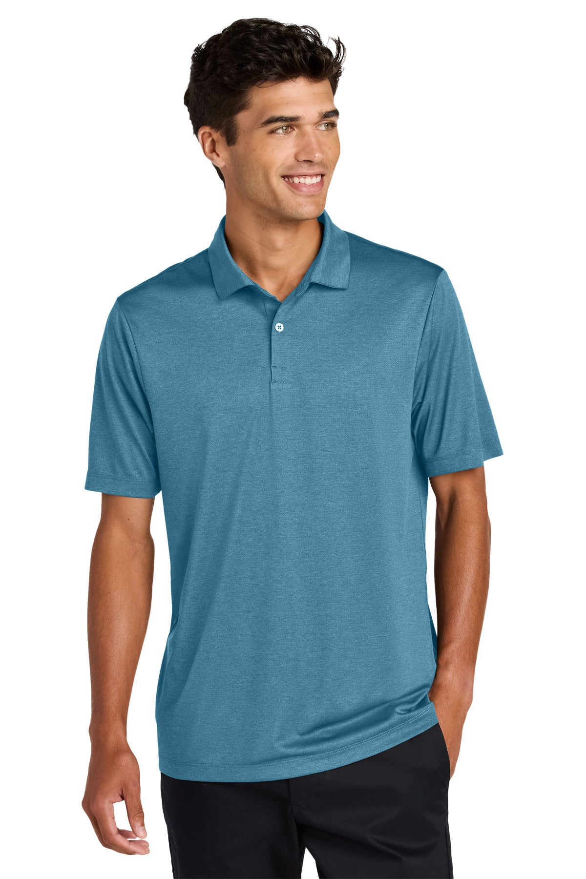 Mercer+Mettle Recharge Jersey Polo - Harbor Blue Heather