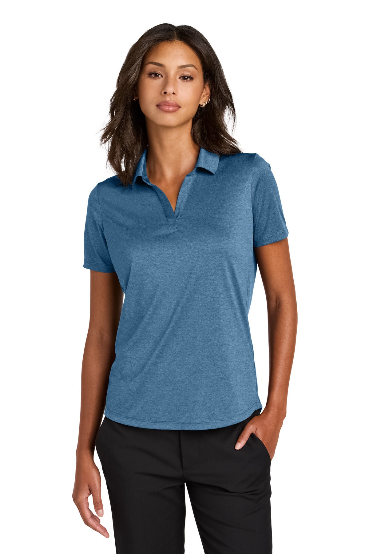 Mercer+Mettle Women's Recharge Jersey Polo - Harbor Blue Heather