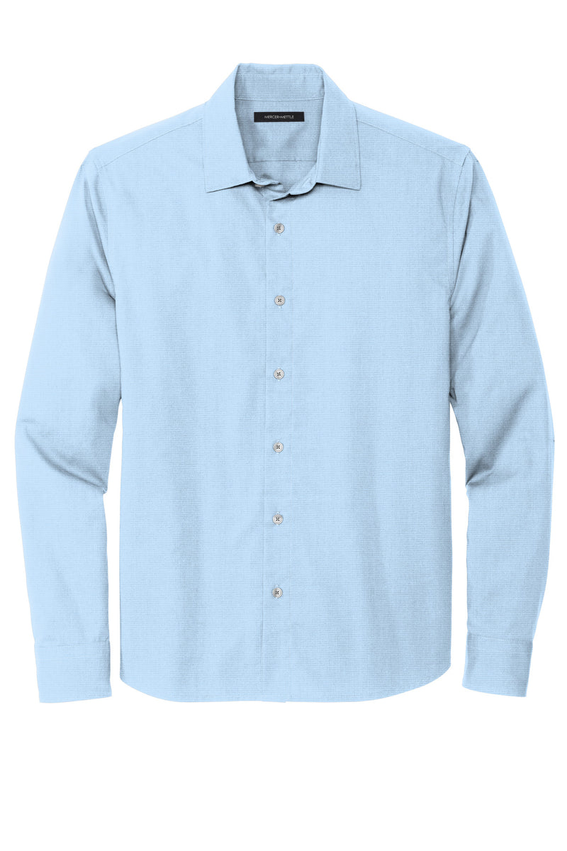 Mercer+Mettle Long Sleeve Stretch Woven Shirt - Air Blue End On End