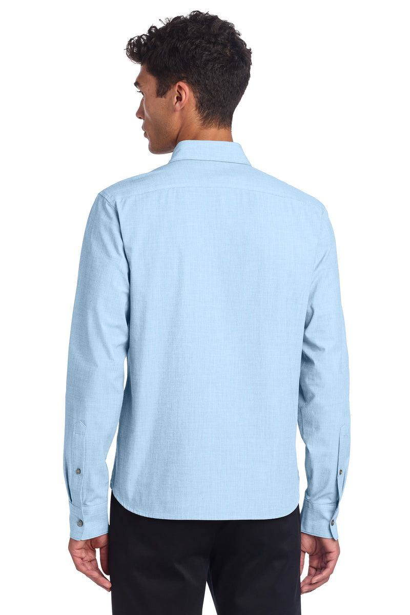Mercer+Mettle Long Sleeve Stretch Woven Shirt - Air Blue End On End