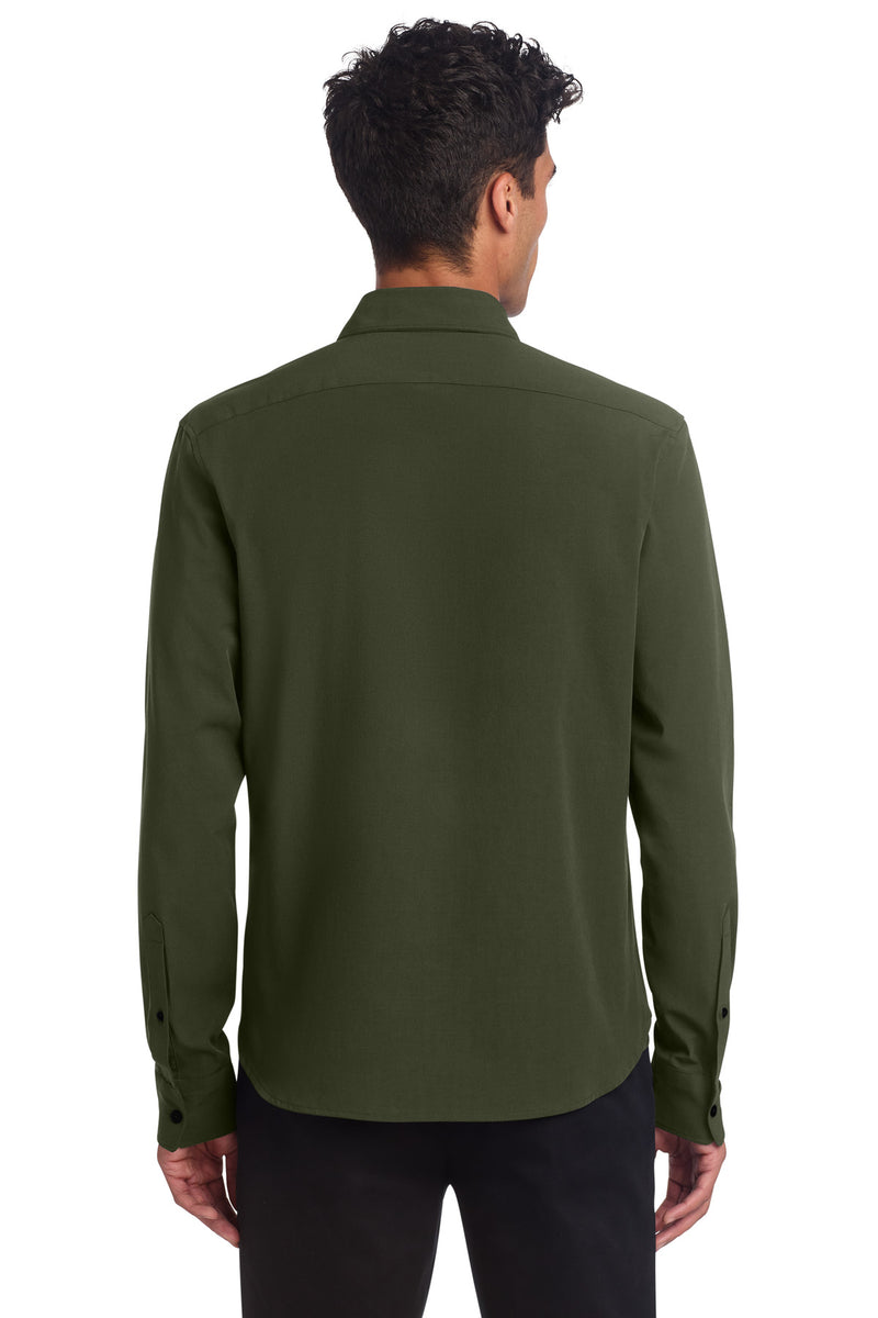 Mercer+Mettle Long Sleeve Stretch Woven Shirt - Townsend Green