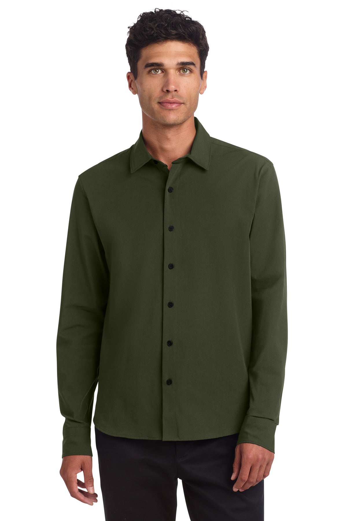 Mercer+Mettle Long Sleeve Stretch Woven Shirt - Townsend Green
