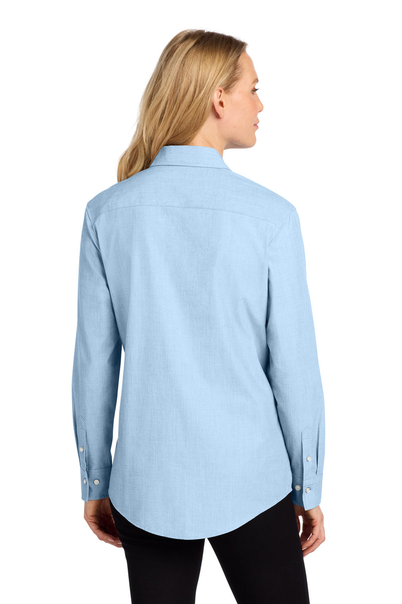Mercer+Mettle Women's Long Sleeve Stretch Woven Shirt - Air Blue End On End