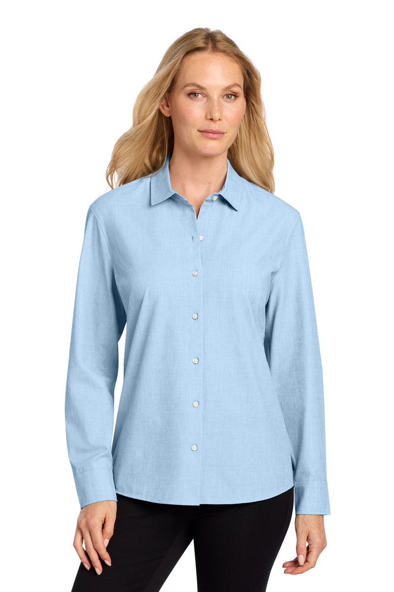 Mercer+Mettle Women's Long Sleeve Stretch Woven Shirt - Air Blue End On End