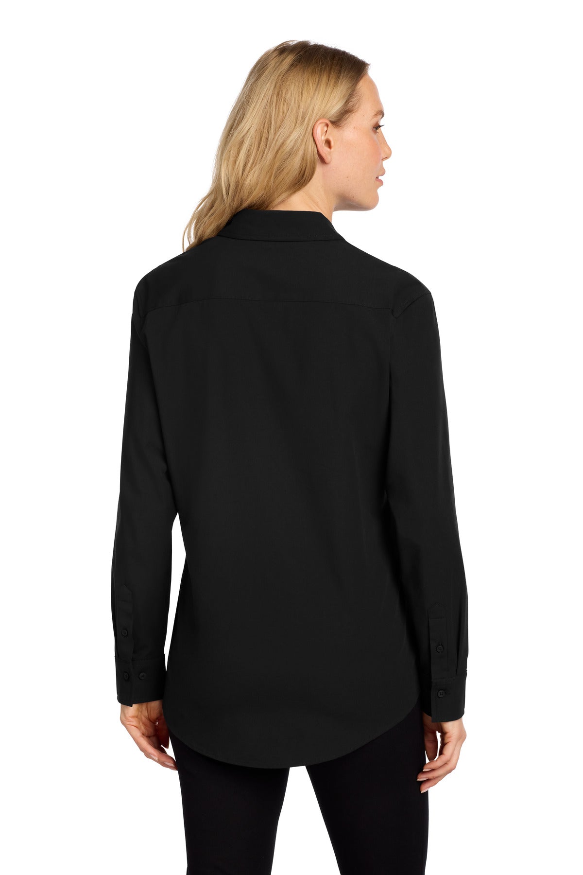 Mercer+Mettle Women's Long Sleeve Stretch Woven Shirt - Deep Black