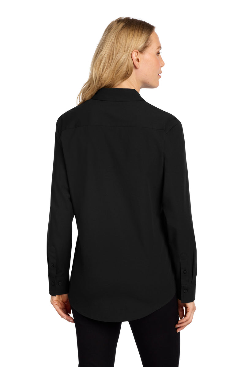 Mercer+Mettle Women's Long Sleeve Stretch Woven Shirt - Deep Black