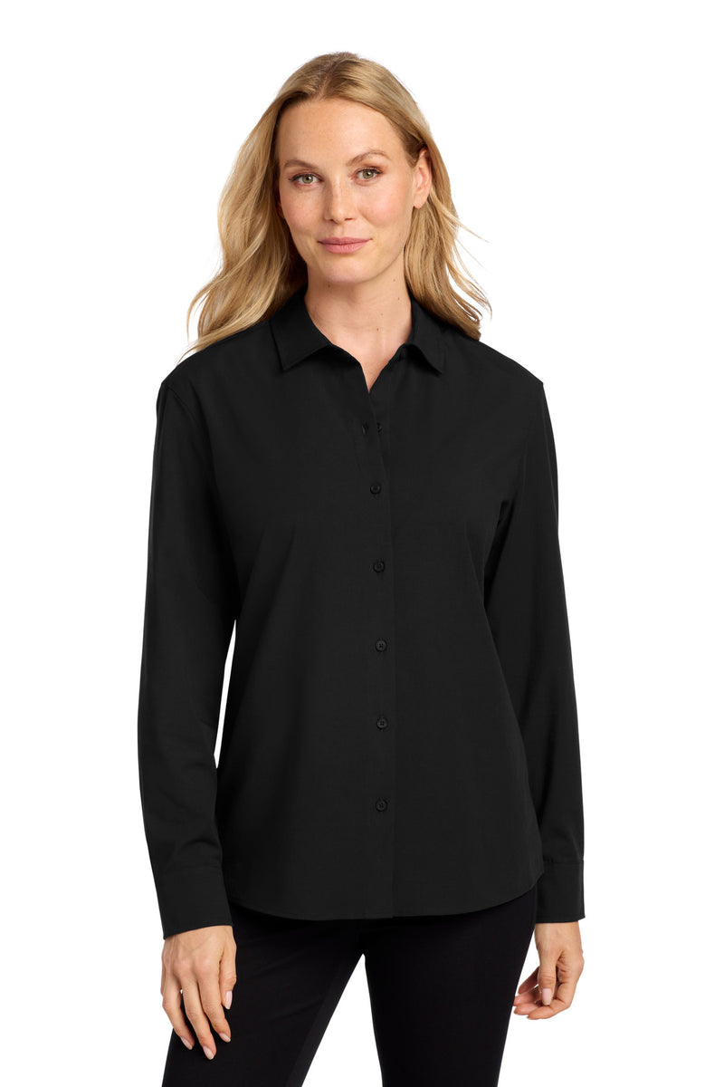 Mercer+Mettle Women's Long Sleeve Stretch Woven Shirt - Deep Black