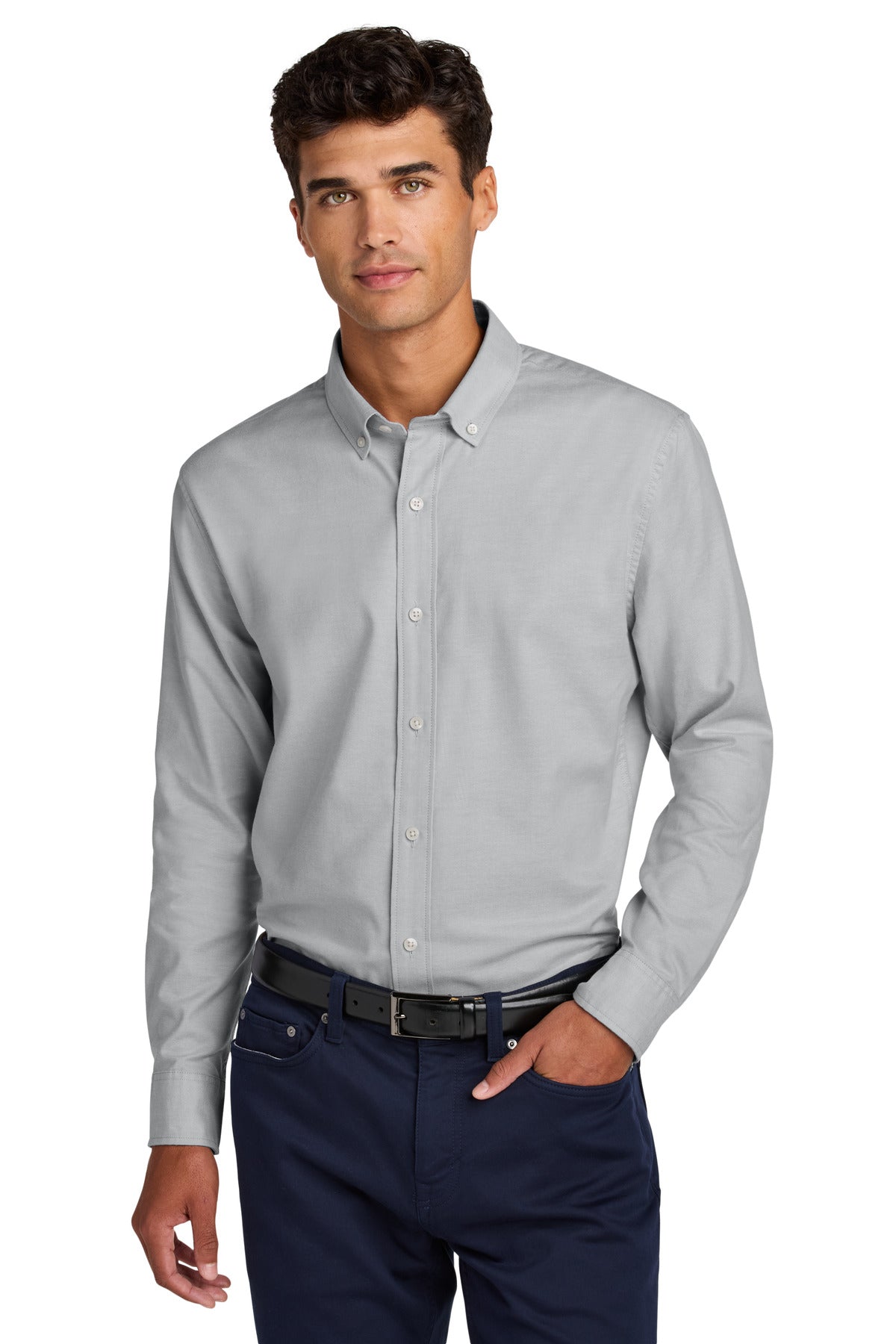 Mercer+Mettle Long Sleeve Modern Oxford Shirt - Gusty Grey
