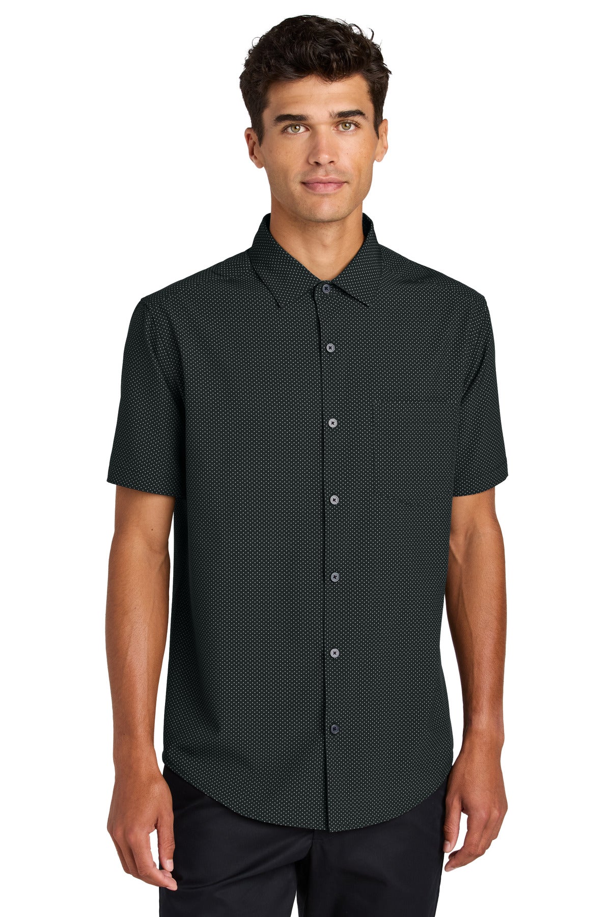 Mercer+Mettle Short Sleeve UV Capital Tech Shirt - Deep Black Triangle Print