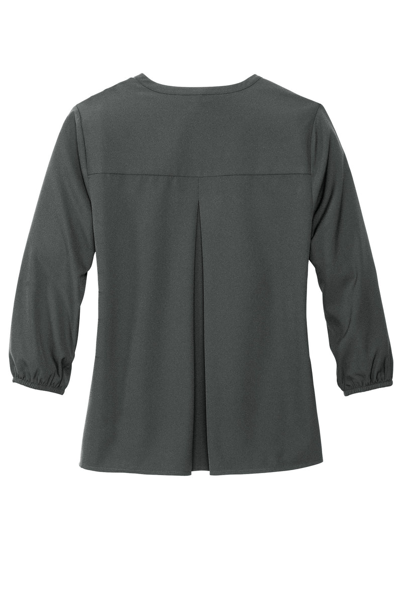 Mercer+Mettle Women's Stretch Crepe 3/4-Sleeve Blouse - Anchor Grey