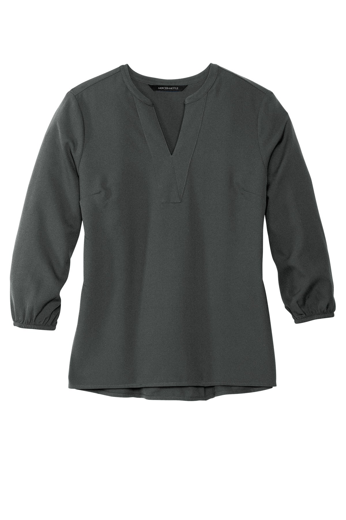 Mercer+Mettle Women's Stretch Crepe 3/4-Sleeve Blouse - Anchor Grey