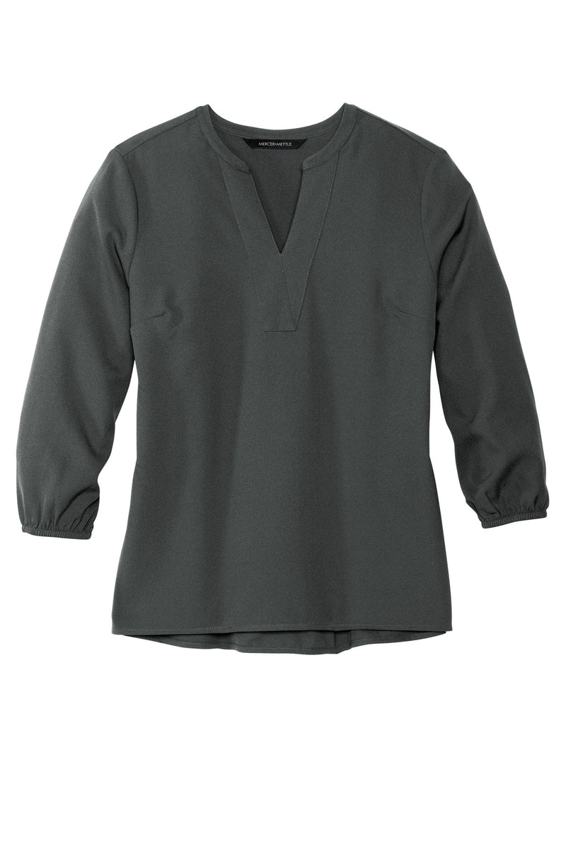 Mercer+Mettle Women's Stretch Crepe 3/4-Sleeve Blouse - Anchor Grey