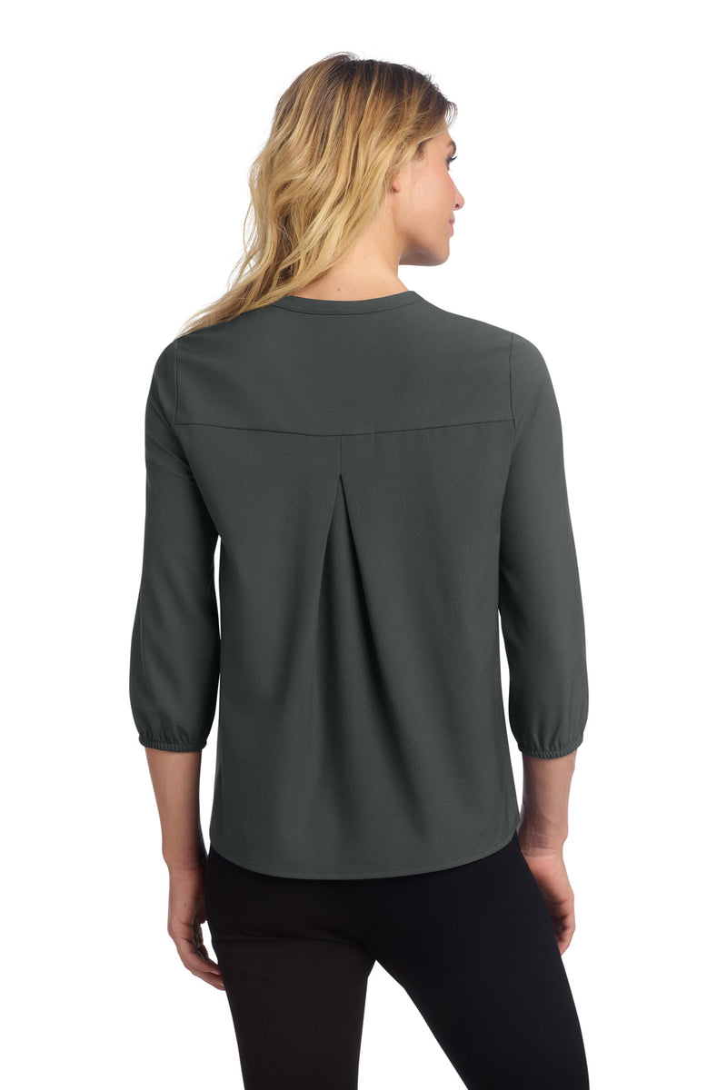 Mercer+Mettle Women's Stretch Crepe 3/4-Sleeve Blouse - Anchor Grey
